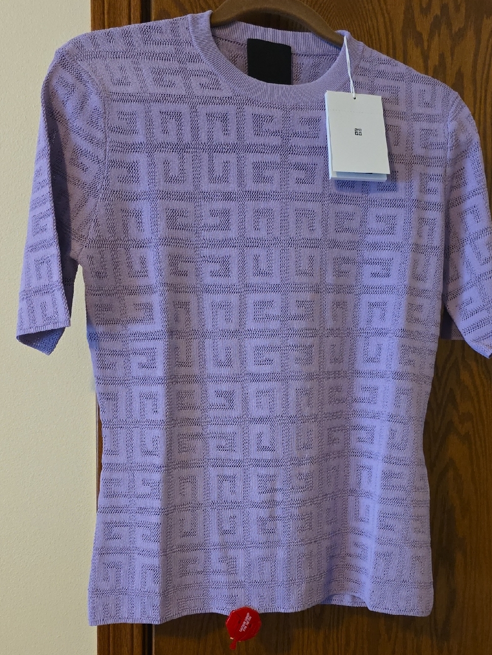 Givenchy Mauve XL Lilac Short-Sleeve Crew Neck Knit Top